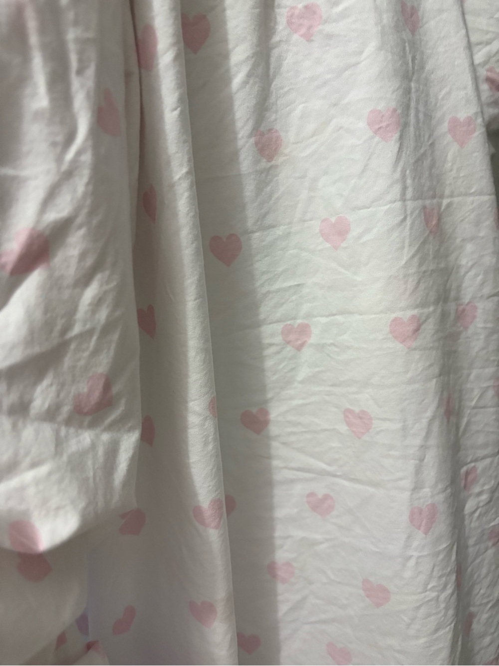 Pottery Barn White Sheet with Light Pink Heart Print